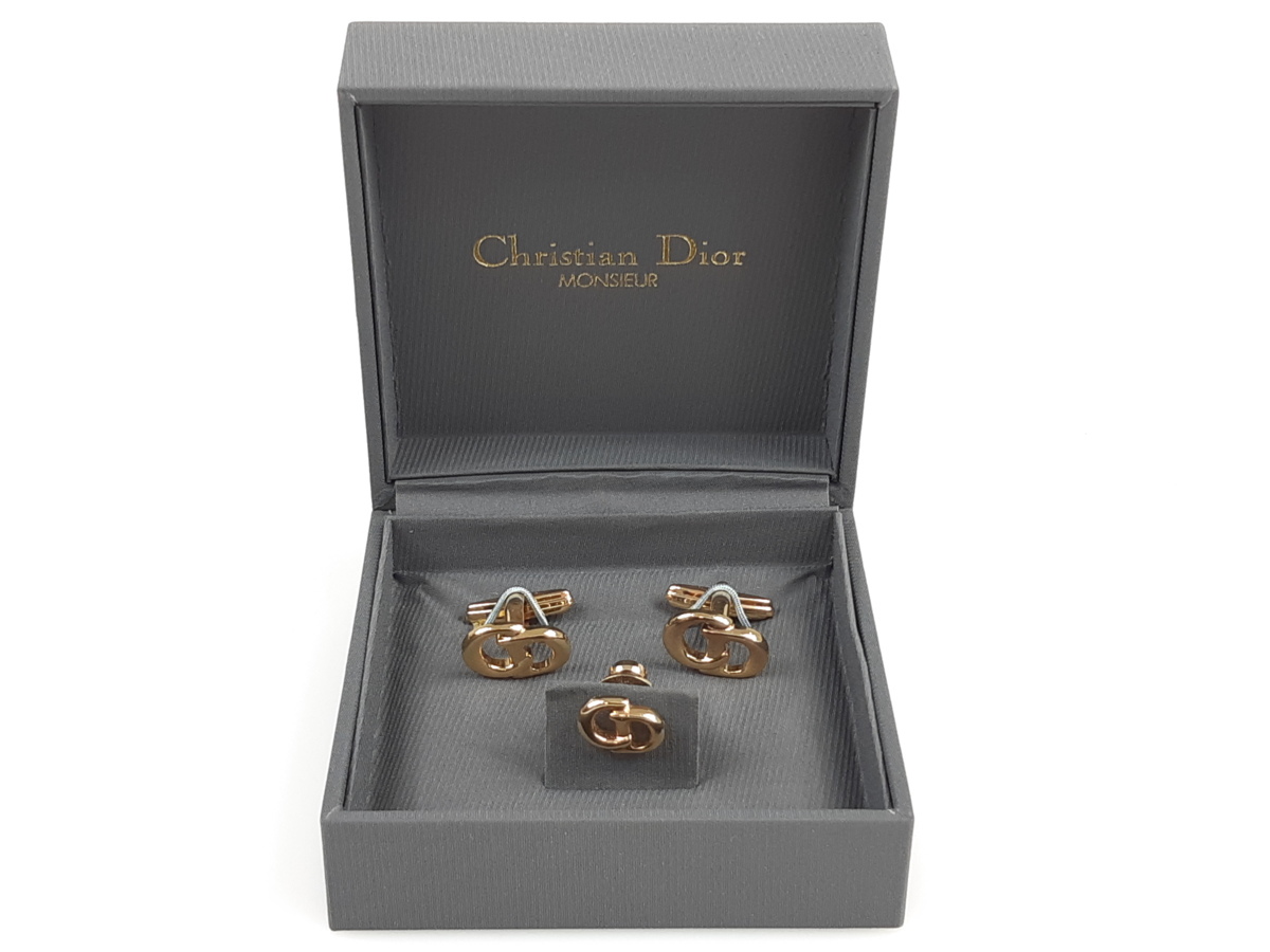 クリスチャン・ディオール　Christian Dior　CDロゴ　タイタック　カフス　セット　ゴールドカラー　YMA-514