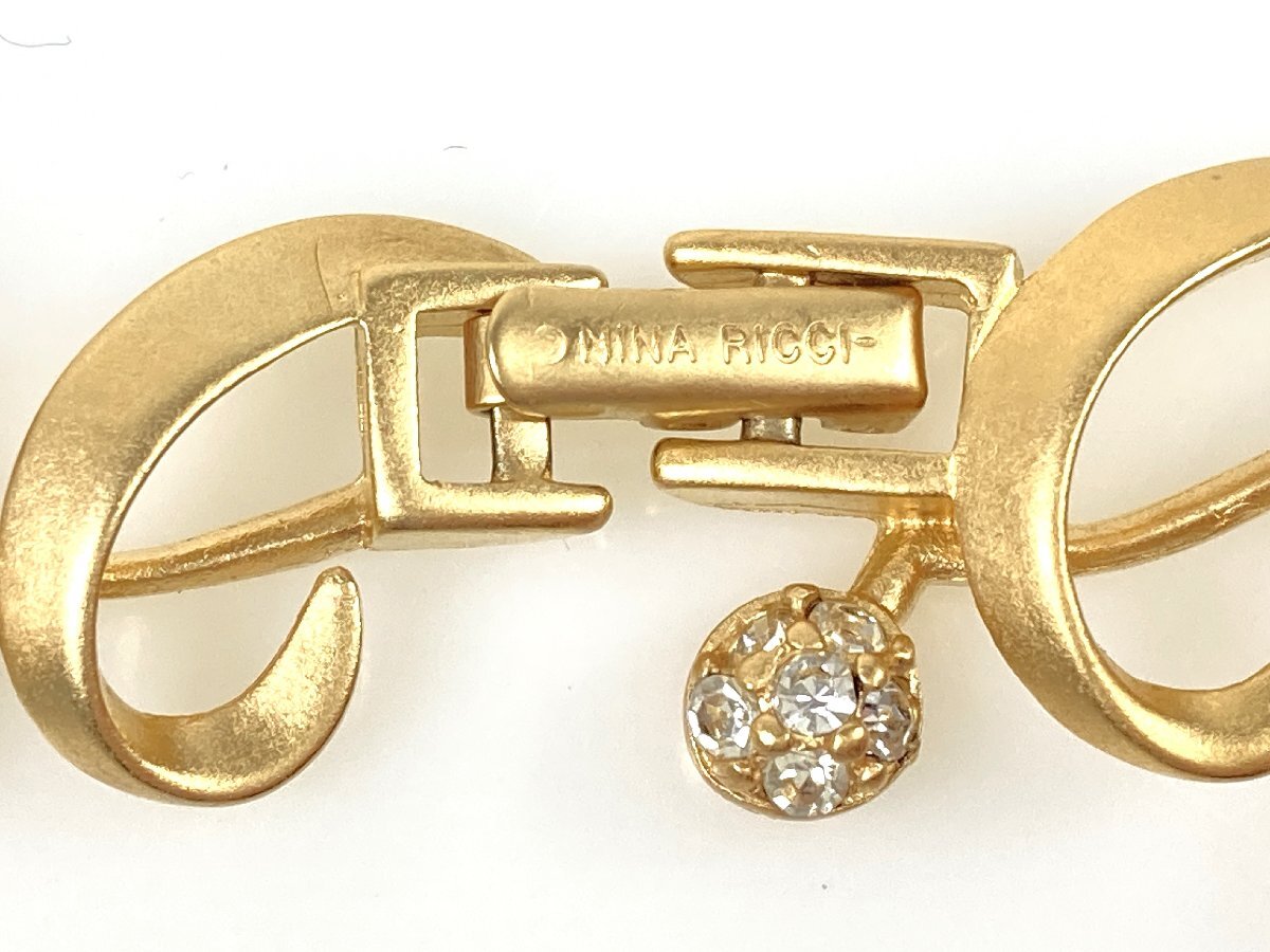 ニナリッチ　NINA RICCI　フェイクパール　ラインストーン　チョーカー　ネックレス　幅1.7cm　ゴールドカラー　YAS-11027_画像10
