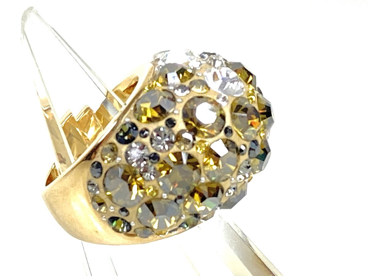 スワロフスキー SWAROVSKI クリスタル パヴェ リング 指輪 サイズ刻印52/実寸12号 マルチカラー×ゴールドカラー YAS-11056の画像4