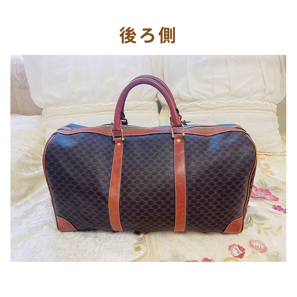 1円/美品 CELINE セリーヌ オールドセリーヌ マカダム柄 ボストンバッグ PVC ブラウン 旅行鞄 男女兼用 中古/新品 女性用 黒 財布 付き_画像3