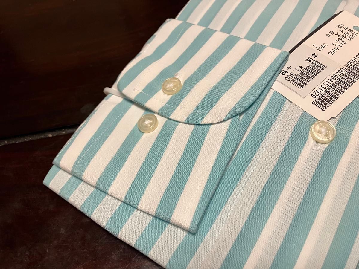 SUITSELECT★ミントグリーン形態安定ワイシャツ M(39-80)人気衿型ホリゾンタル