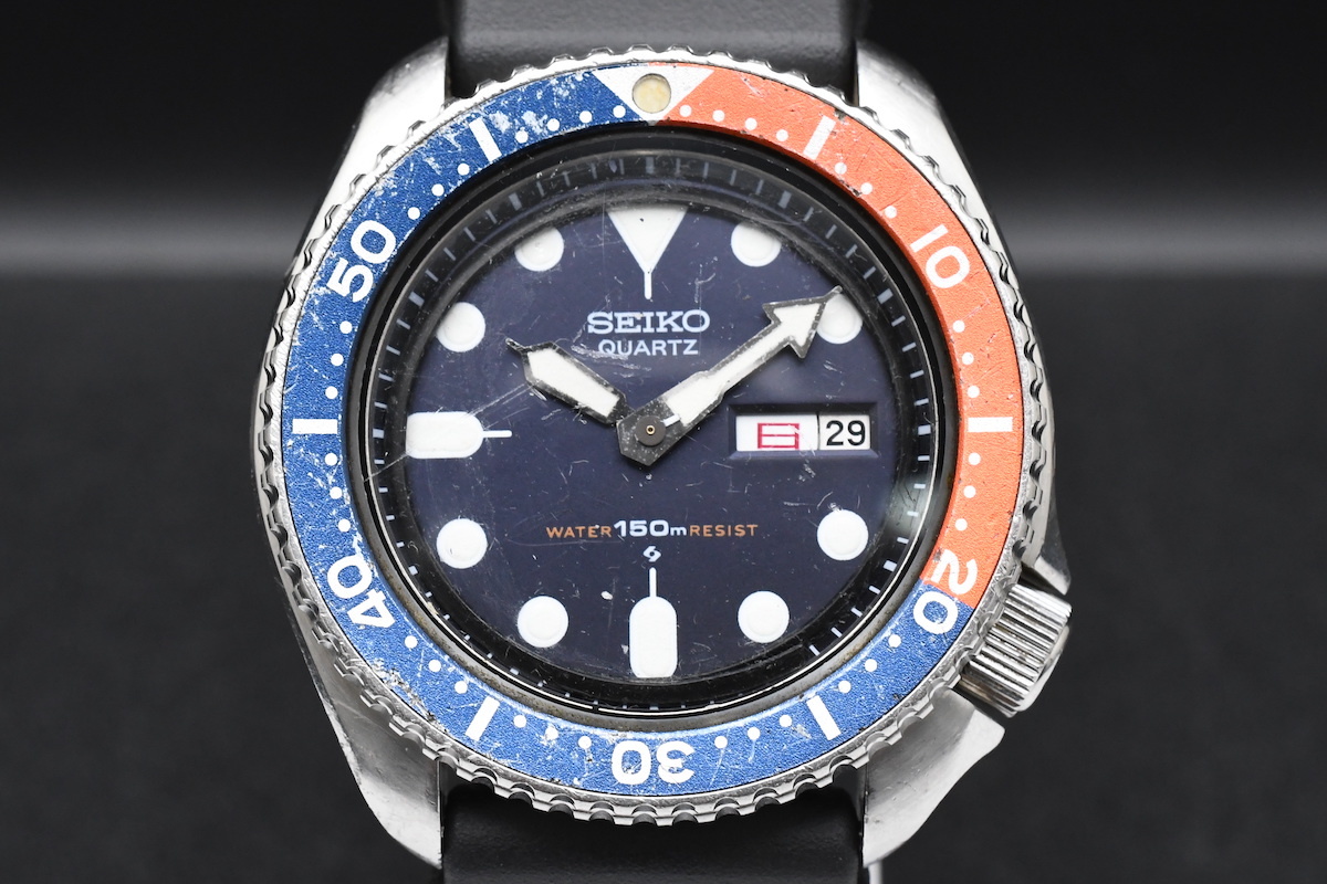 ジャンク SEIKO 150m Ref:7548-700B クォーツ セイコー ダイバー デイデイト ペプシベゼル 腕時計の画像1