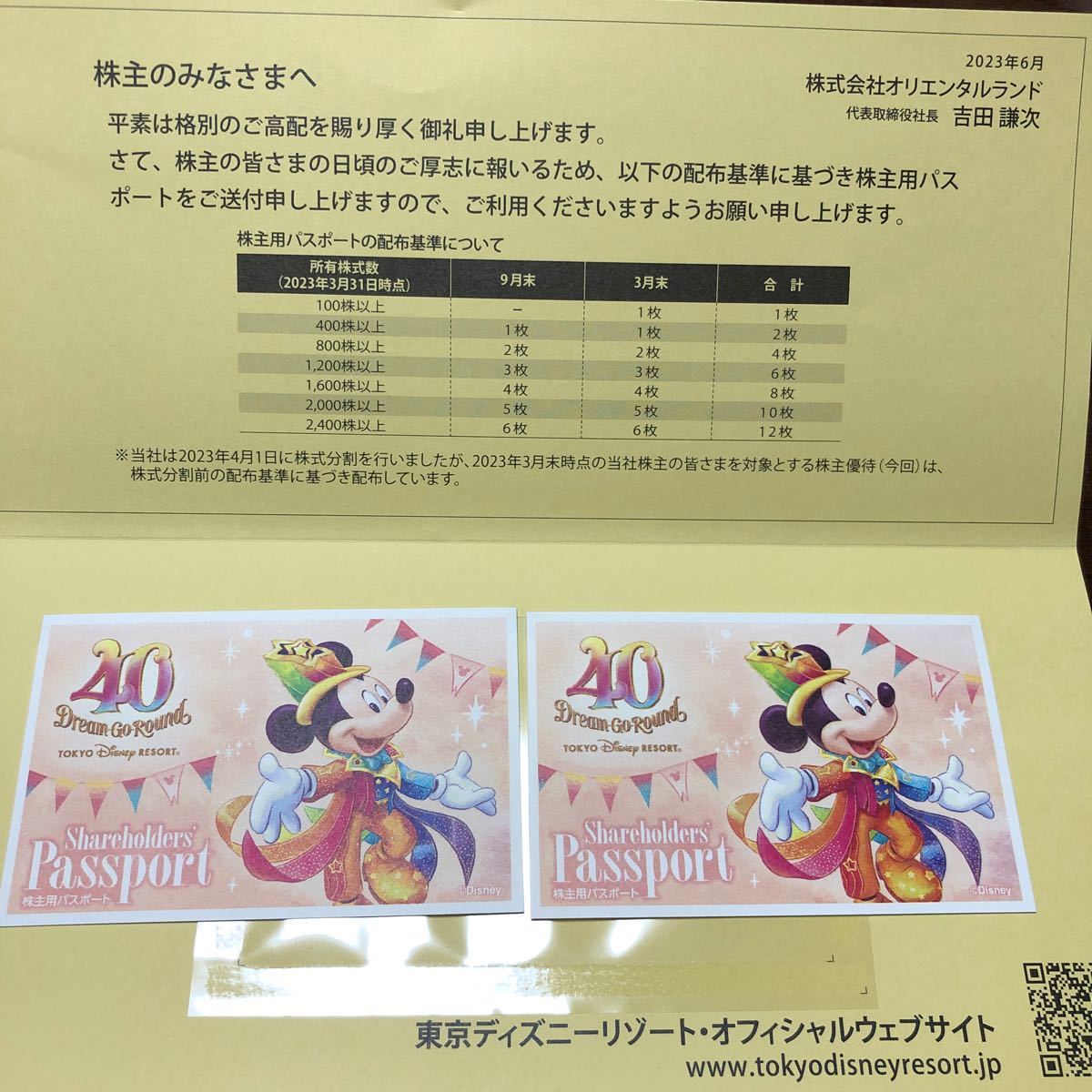 東京ディズニーリゾート 株主優待 パスポート 有効期限 6月30日ペアで①_画像1