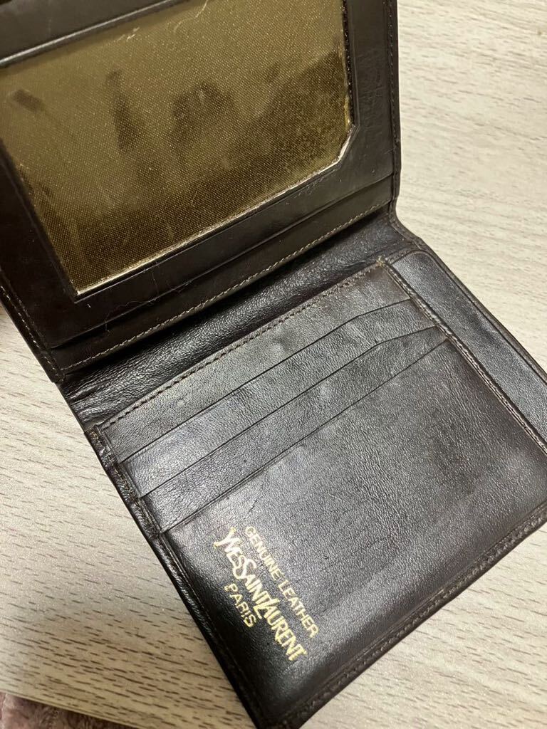 【Yves saint Laurent イヴサンローラン】二つ折り財布 ヴィンテージ こげ茶 札入れ カード入れの画像2