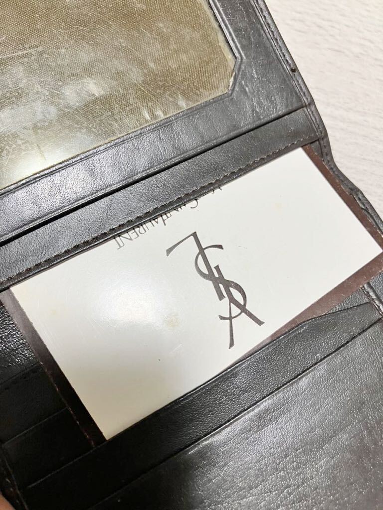 【Yves saint Laurent イヴサンローラン】二つ折り財布 ヴィンテージ こげ茶 札入れ カード入れの画像4