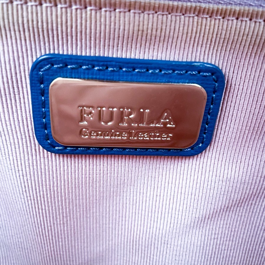 1円〜■美品■FURLA フルラ トートバッグ ビジネス 大容量 A4 レディース メンズ レザー ブリーフケース ロゴ 希少色 ブルー 青_画像9