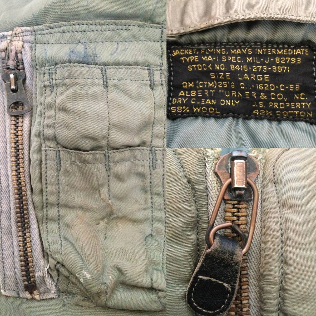 初期50's米軍実物 MA-1黒タグU.S.AIR FORCE Bタイプ USA製オリジナルSize L/検ARMYNAVY入手困難ヴィンテージA-2 N-1 N-3B バズリクソンズ_画像6