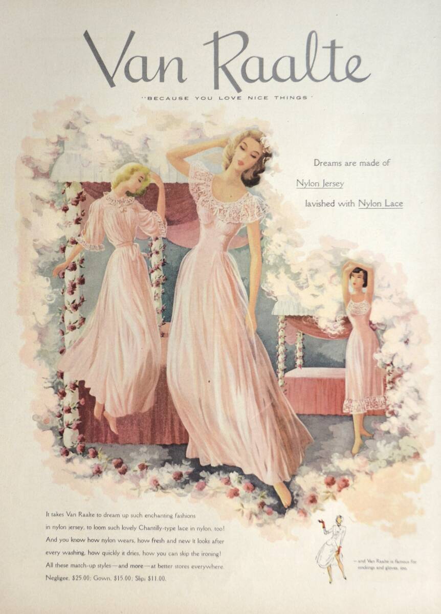 稀少！1940年代Van Raalte広告/エレガント・ネグリジェ/女性ファッション/イラスト/15_画像1