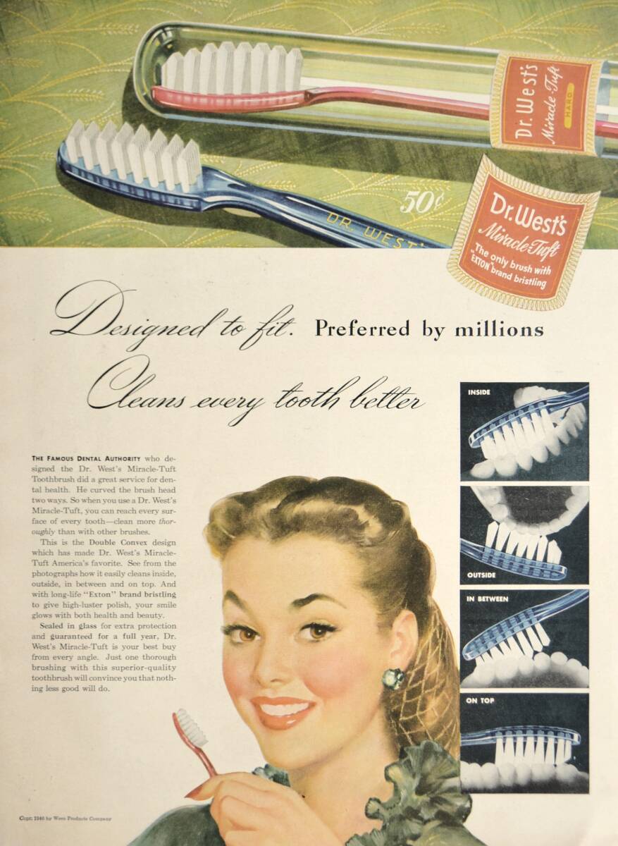 稀少！1946年Dr.West`s広告/歯ブラシ/歯磨き/デンタル/15_画像1