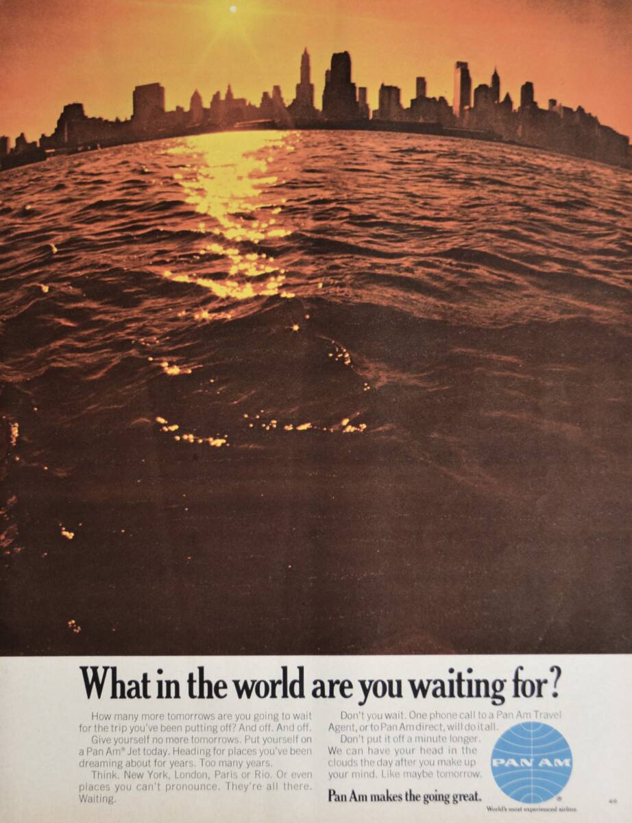 稀少！1969年パンアメリカン航空広告/Pan Am/エアライン/旅行/観光/USA/ニューヨーク/14_画像1