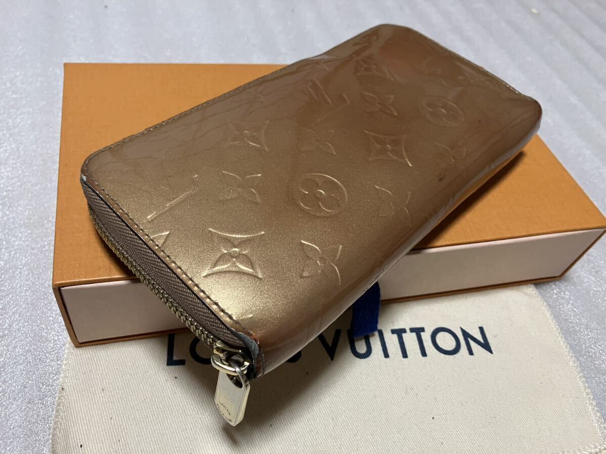 1円〜 LOUIS VUITTON ルイヴィトン M90603 モノグラムヴェルニ ジッピーウォレット 長財布 ウォレット レディース ベージュ系 _画像3