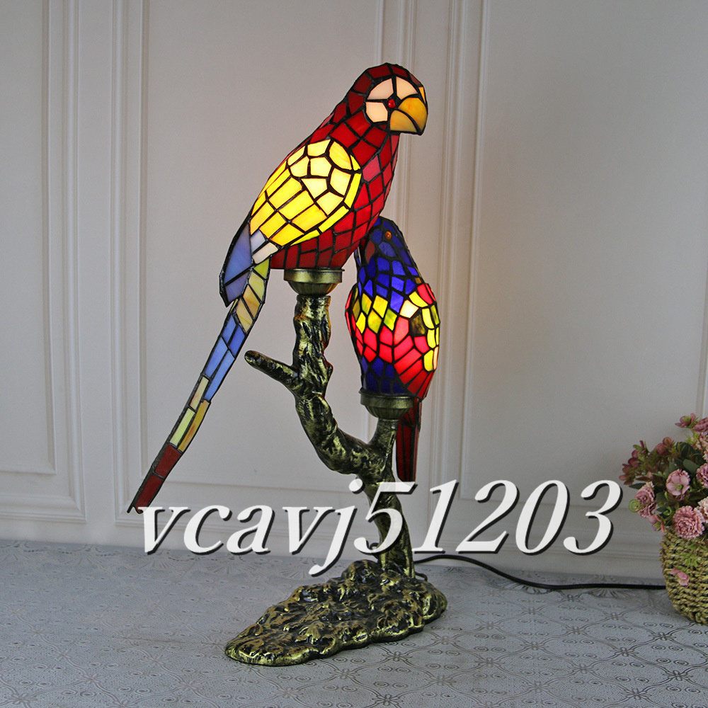 ◆美品◆芸術品◆ステンドランプ ステンドグラス 鸚鵡 照明レトロな雰囲気 ティファニー ランプ 室内装飾 テーブルスタンド _画像1