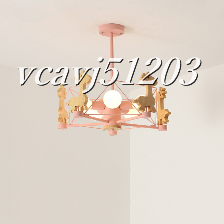 ◆稀少品◆ledランプ シーリングライト 5灯 木製 天井照明 北欧 ベッドルーム用ランプ LED照明 ランプ 室内装飾 電球付き ピンク