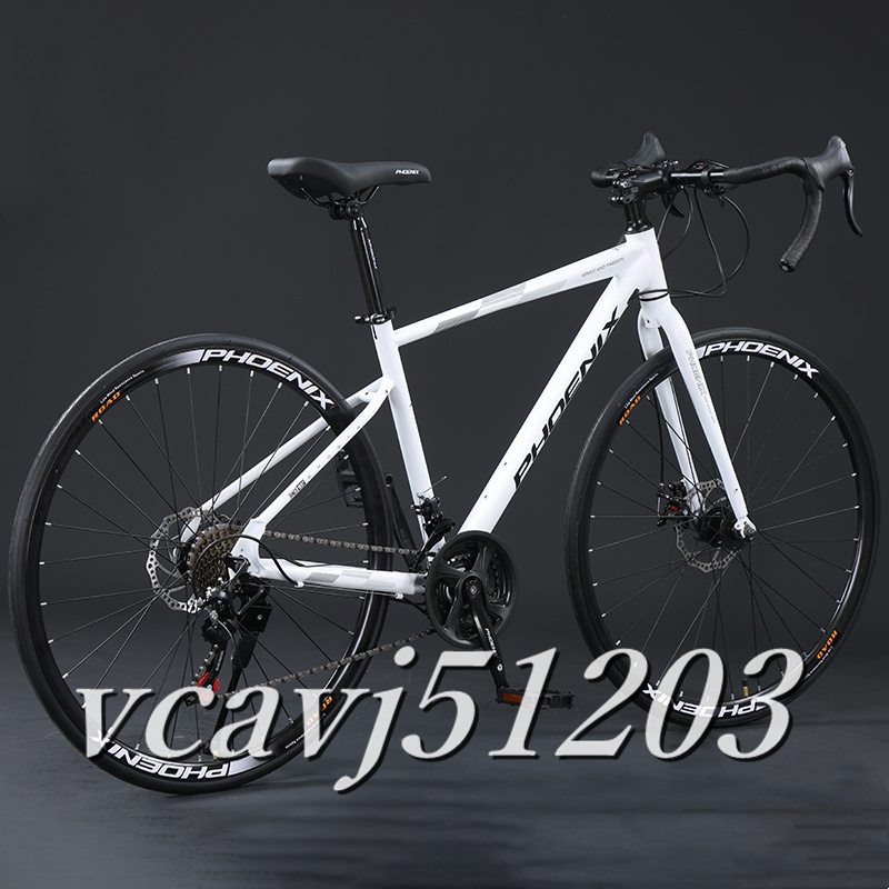 ◆稀少品◆2024年モデル SHIMANO 21段変速！ロードバイク 軽量 前後ディスクブレーキ 通勤 通学 700C 自転車 フェンダー付き ホワイトの画像1