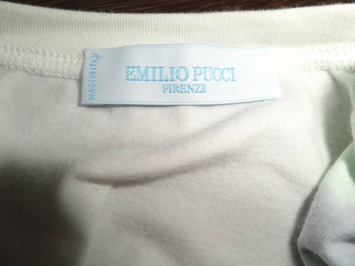 未使用 EMILIO PUCCI エミリオプッチ　長袖Tシャツ　イタリア製 ホワイト プッチ柄 レディース　M　38　ロンT_画像4