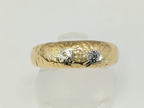 【50%OFF】 【リング】 K18(刻印有) イエローゴールド&ホワイトゴールド 甲丸 ひまわり彫り込み 13号 4.62g SY02-TA8★ イエローゴールド