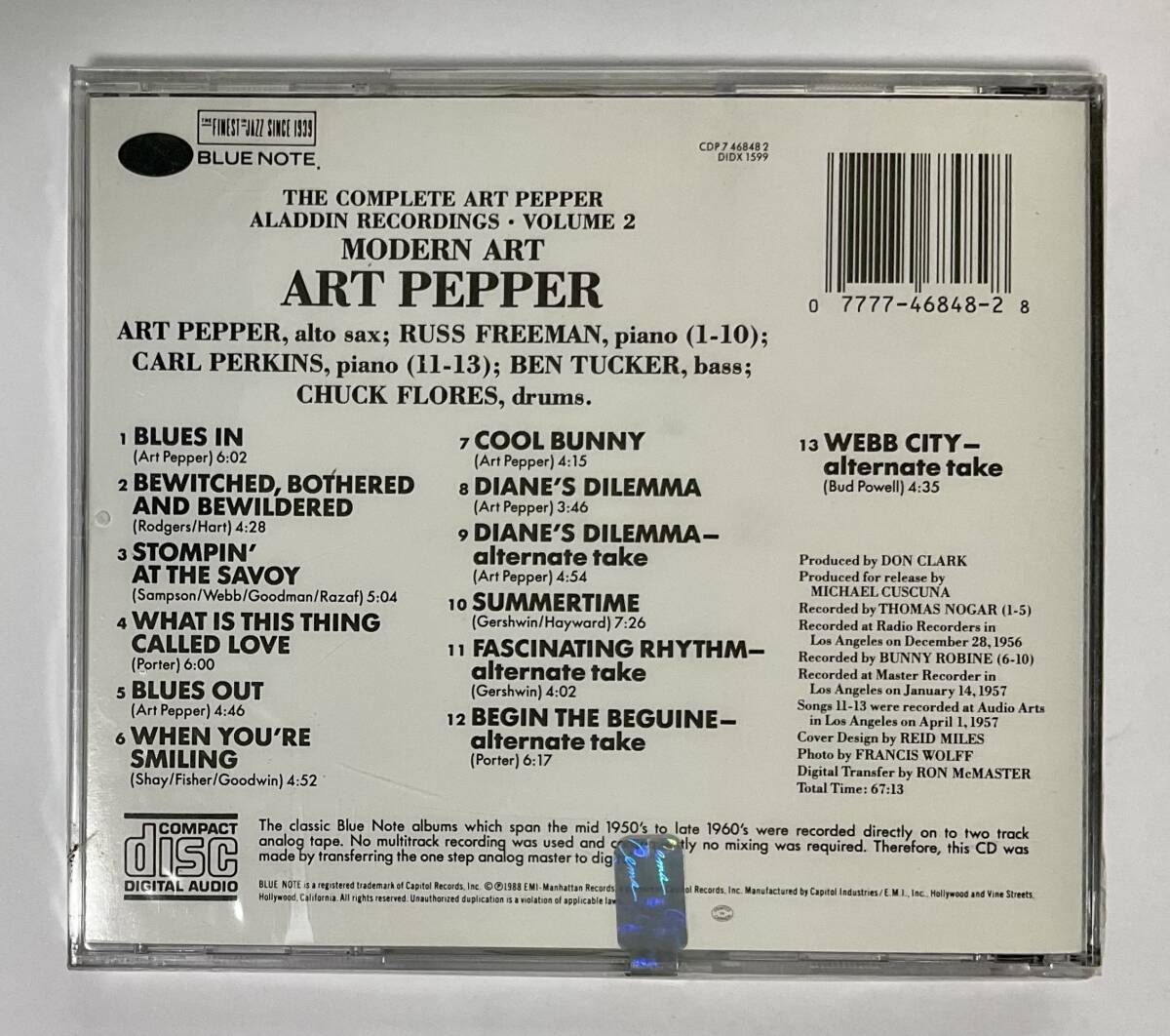 未開封CD　アート・ペッパー・カルテット Art Pepper Quartet ジャズ_画像2