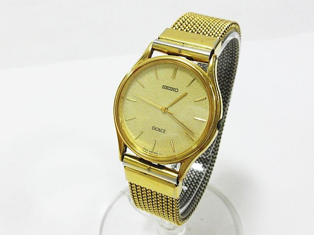 ■ 稼動品 SEIKO セイコー DOLCE ドルチェ 8J41-6100 クォーツ 腕時計 ゴールド文字盤 ラウンドフェイス 3針 _画像2