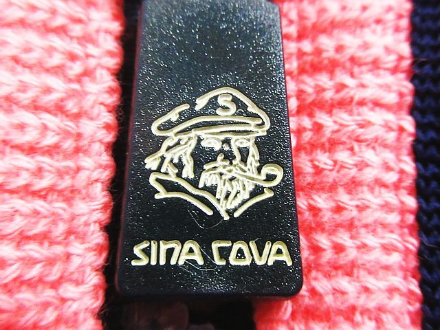 ■ SINA COVA シナコバ ハーフジップ 長袖 ニット セーター 刺繍 船長 キャプテン ワッペン ピンク系 メンズ M_画像7