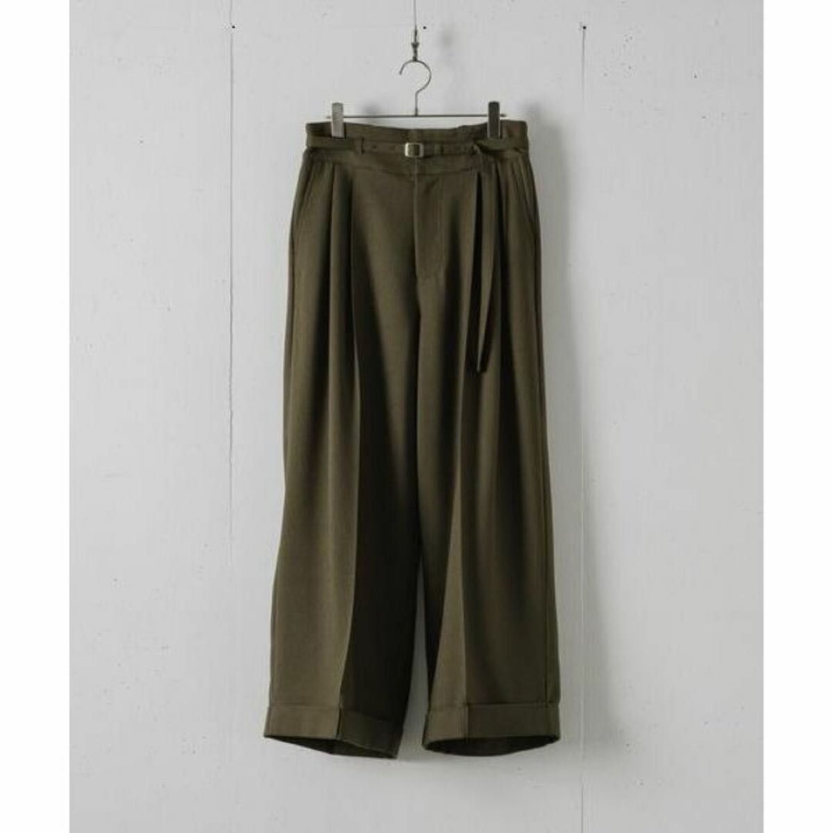 Casper John Belted volume slacks カーキ M