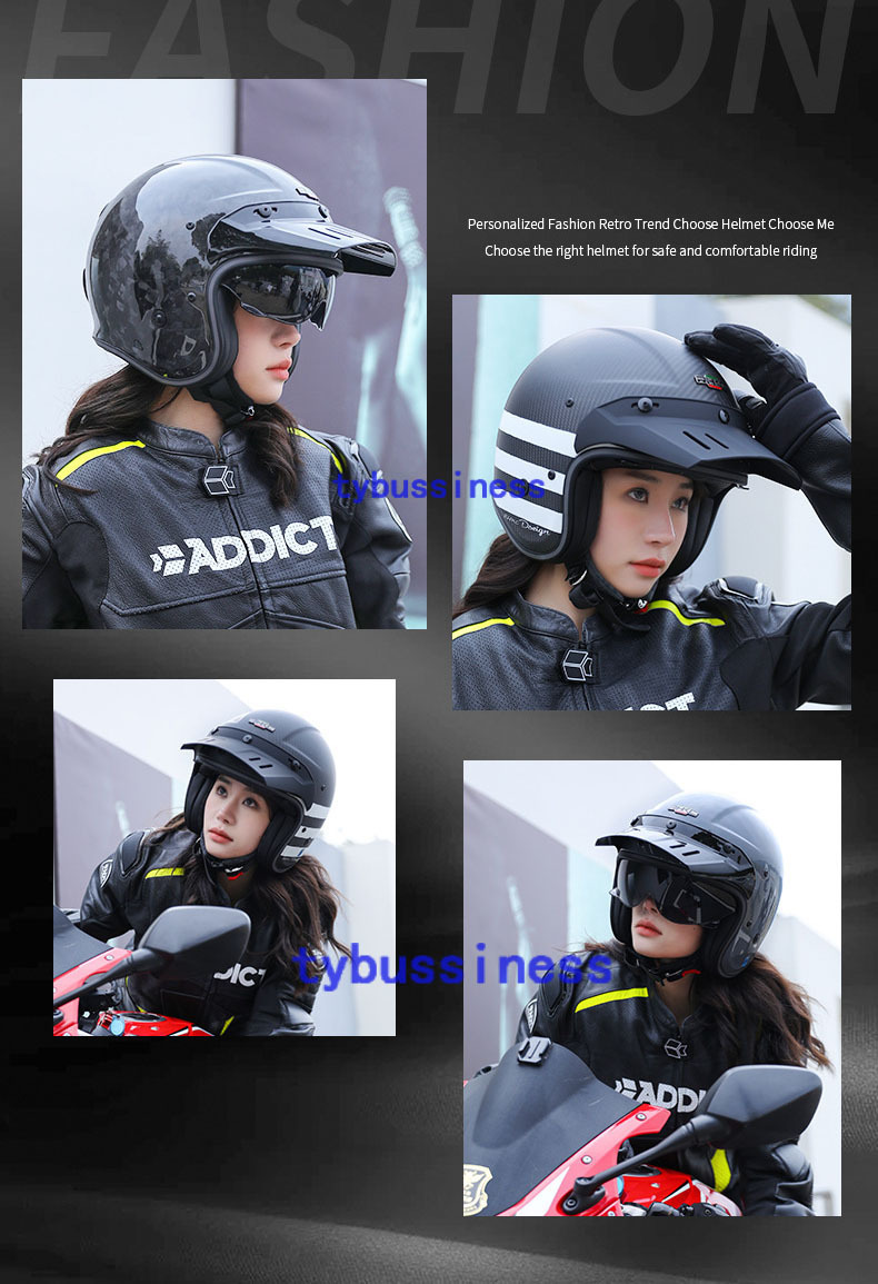 新品バイクヘルメットグラスファイバージェットヘルメット バイザー付き 内蔵サングラスハーレージェットヘルメット4色XLの画像6