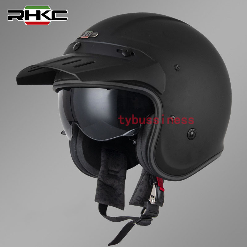 新品バイクヘルメットグラスファイバージェットヘルメット バイザー付き 内蔵サングラスハーレージェットヘルメット4色XLの画像1