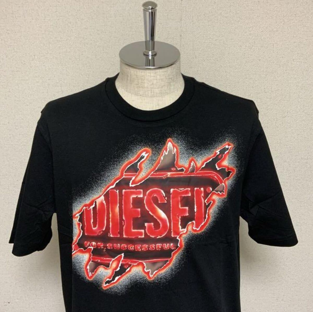洗練されたデザイン DIESEL ディーゼル　Tシャツ　T-JUST-E43　ブラック　黒　XXL　A09754 0AAXJ　綿100%　正規品_画像2