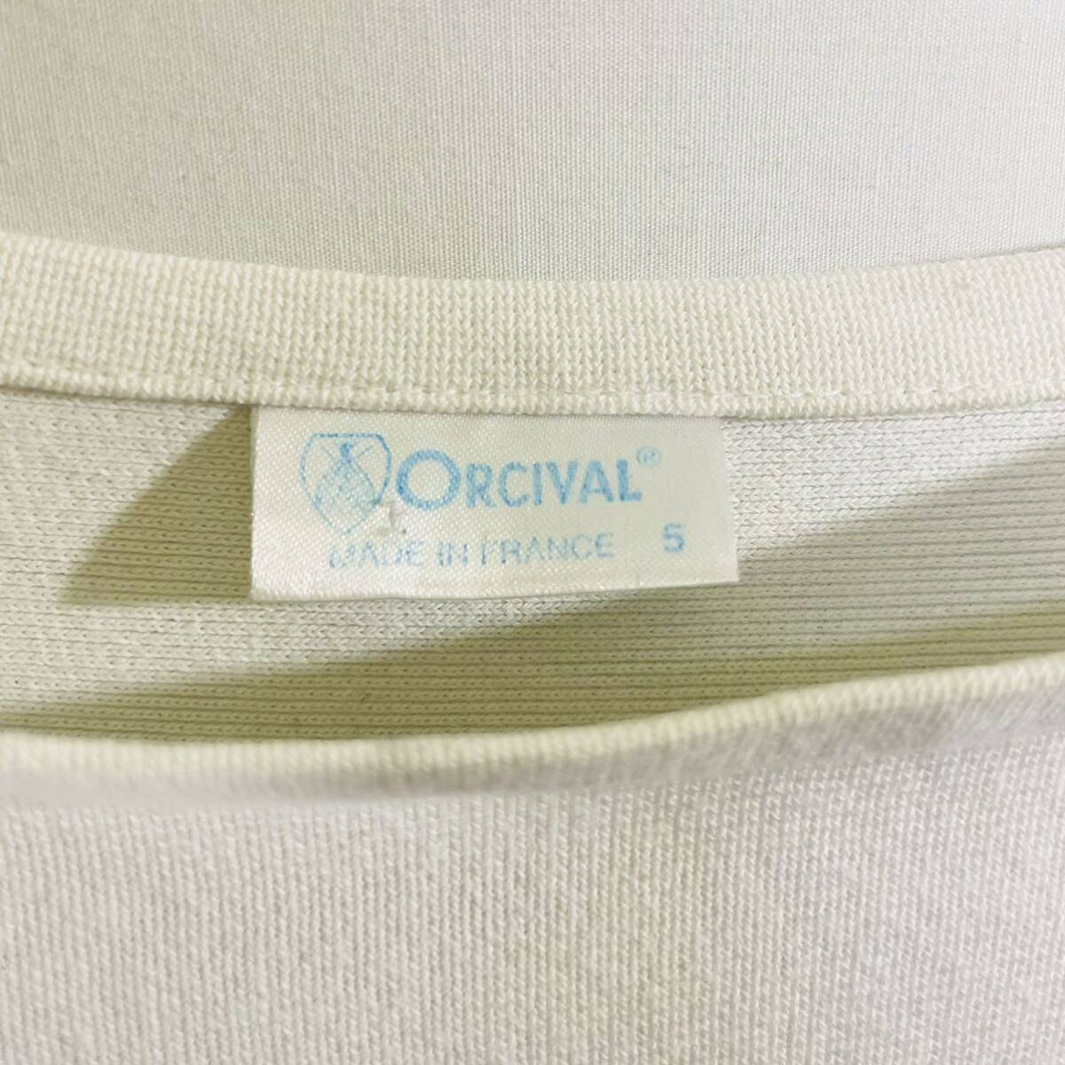 オーシバル ORCIVAL バスクシャツ フランス製 T5 Lサイズ相当 ボーダー カットソー ウエッソン ボートネック 青 白 長袖 シャツ ナヴァル_画像8