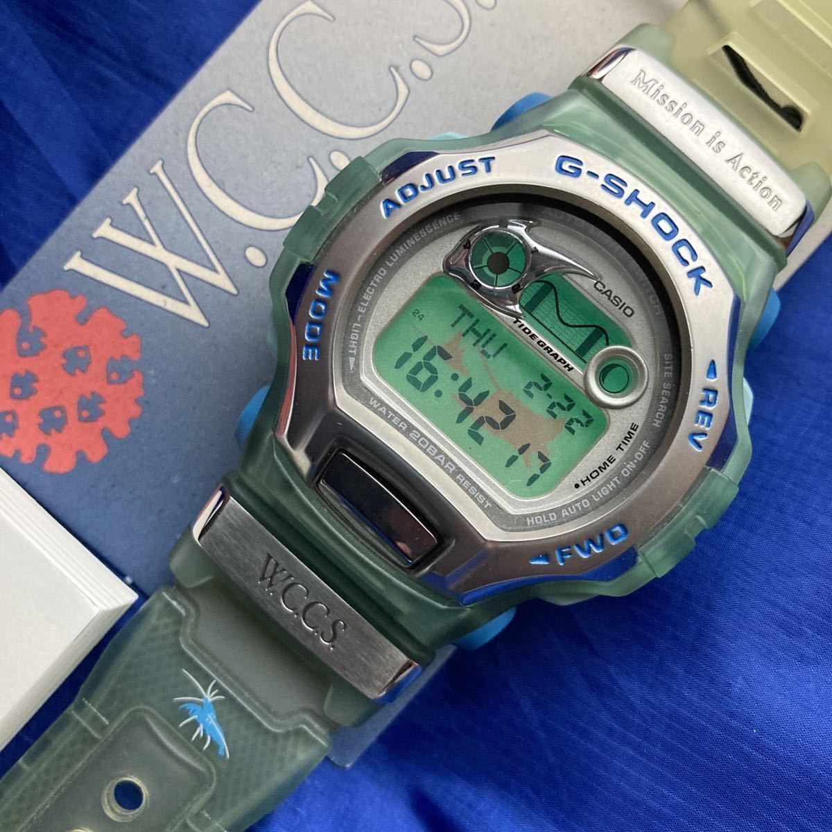 ★即決有★希少レア！海 マンタ 珊瑚 限定WCCS ELマンタ DWM-100 G-SHOCK 世界サンゴ礁保護協会モデル DWM-100WC 緑スケルトン Gショック★_画像4