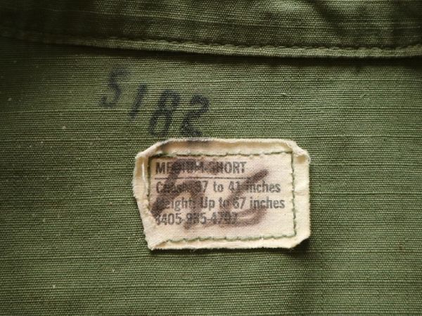 Medium Short 1969年製 米軍 実物 ビンテージ ジャングル ファティーグ ジャケット リップストップ ポプリン トロピカル/ミリタリー コート_画像4