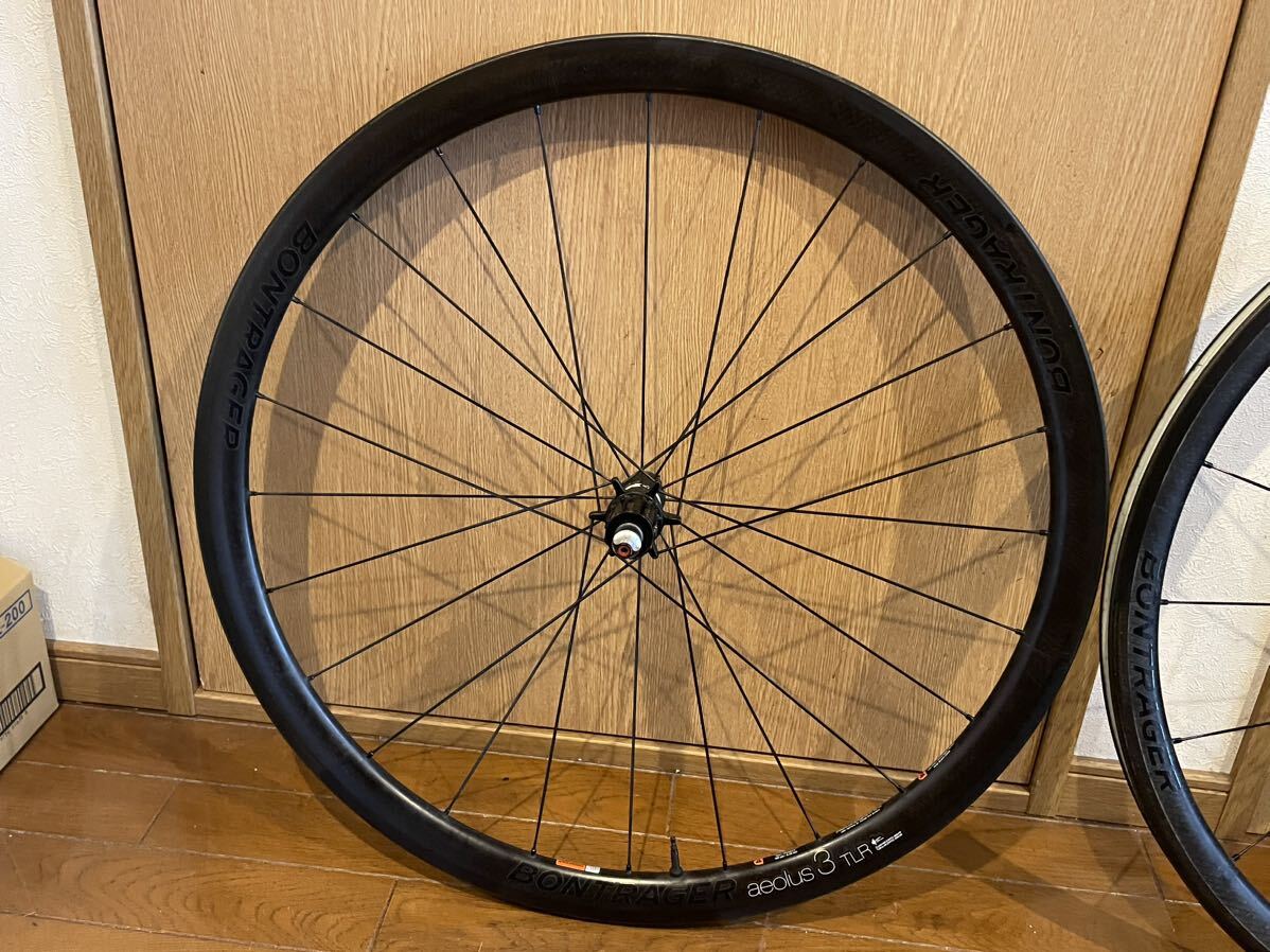 ボントレガー BONTRAGER aeolus3 セラミックベアリング 換装済 純正リムフラップ TLR アイオロス 軽量 リムブレーキ カーボンホイール 前後の画像2