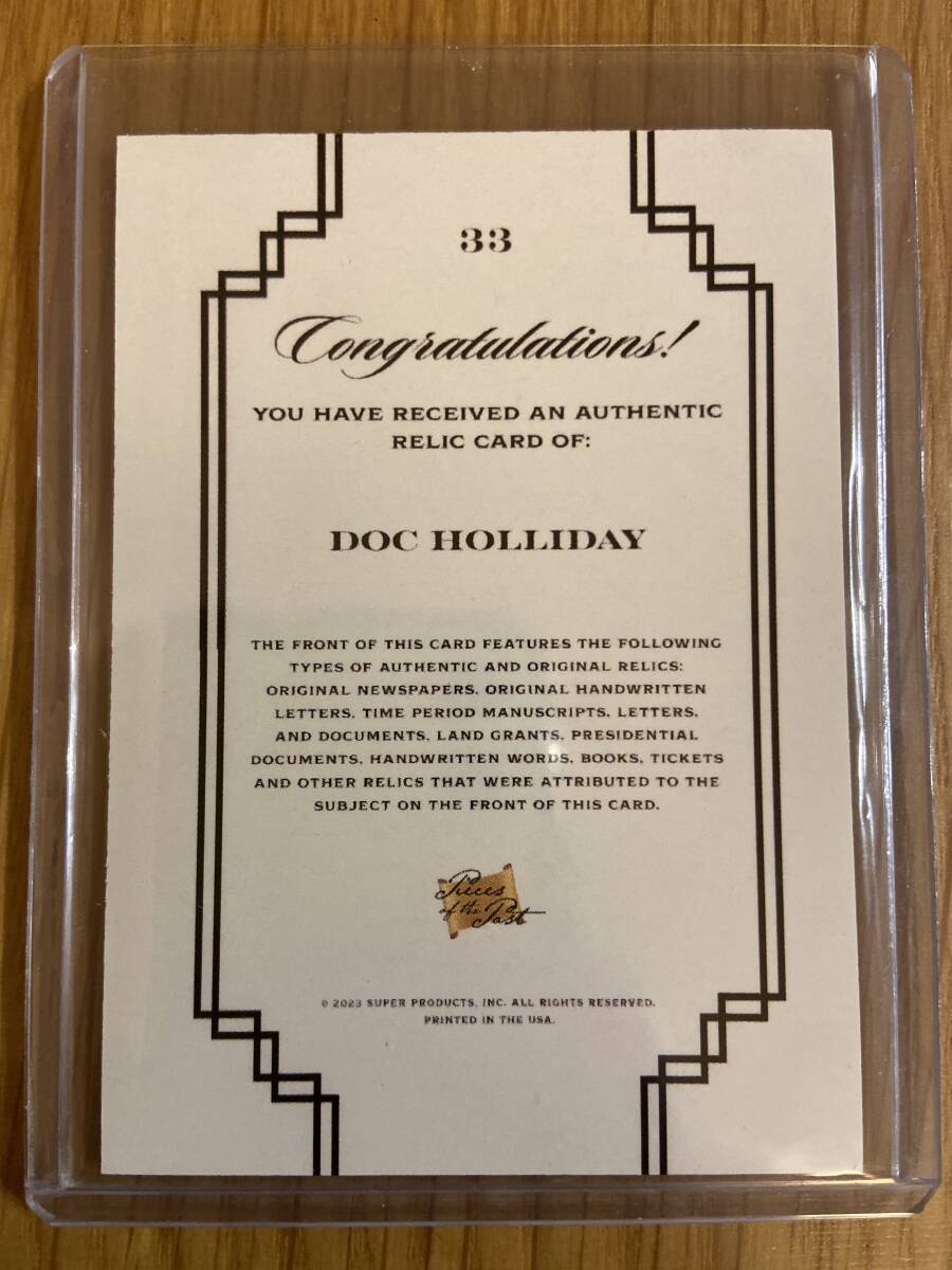 2024 Pieces of the Past 8 Year Collection Relics Doc Holliday _画像2