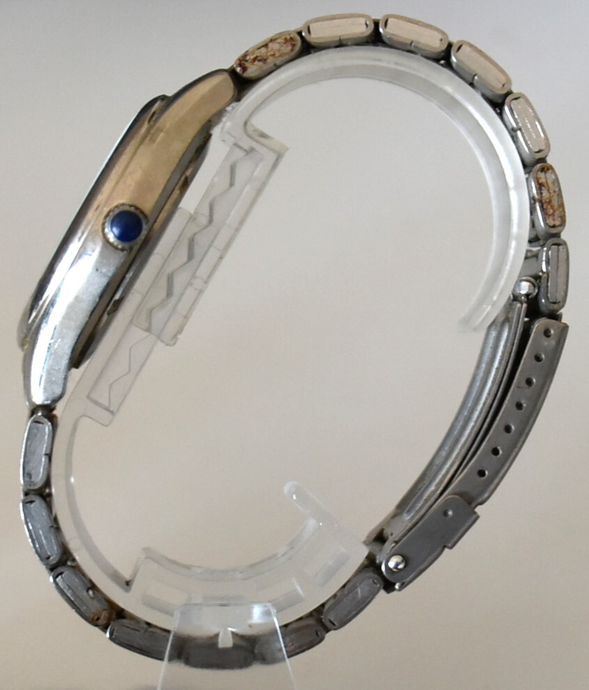 WT08 【稼働中】 ELGIN エルジン FK-1251-C チタン ソーラー 3針 デイデイト 腕時計 シェル文字盤 純正ベルト ヴィンテージ 中古の画像4