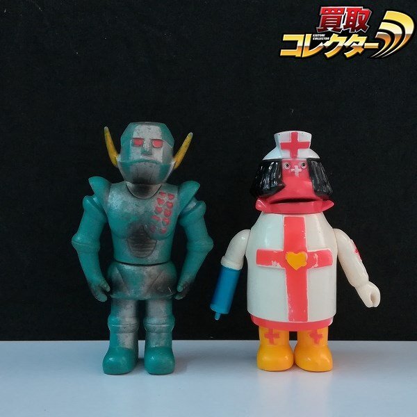 mT689a [当時物] ポピー がんばれ!! ロボコン ガンツ先生 ロボペチャ ソフビ 本体全高 約13cm | L_画像1