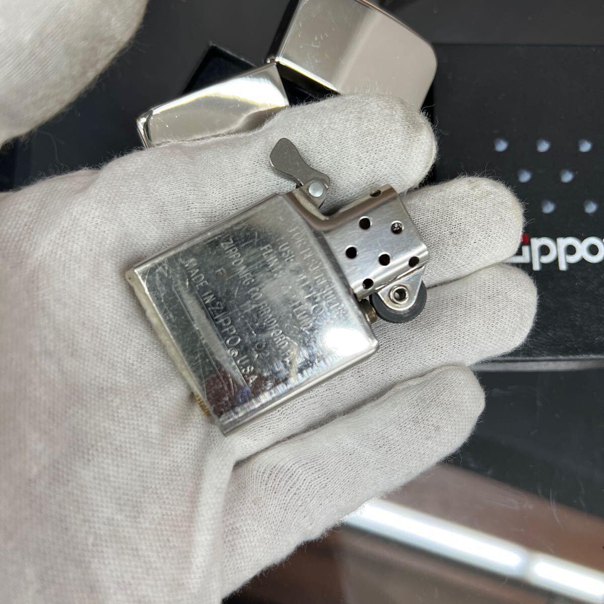 着火確認済み ZIPPO ライター シルバー 鏡面 ジッポ かっこいい シンプル おしゃれ 銀の画像9