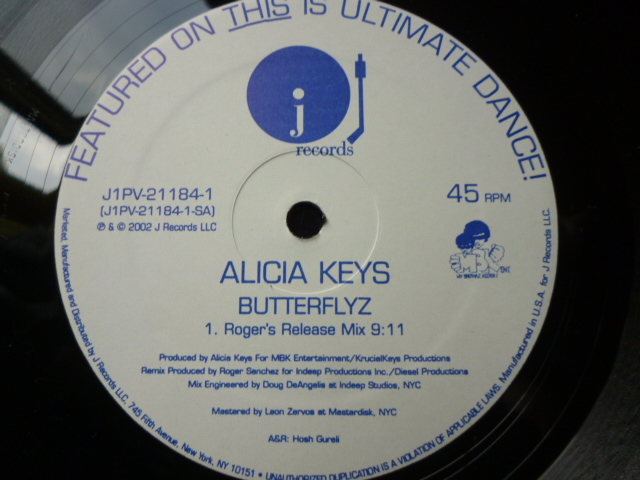 Alicia Keys / Butterflyz レアPROMO 12X2 エモーショナル VOCAL Troubles 収録　試聴_画像2