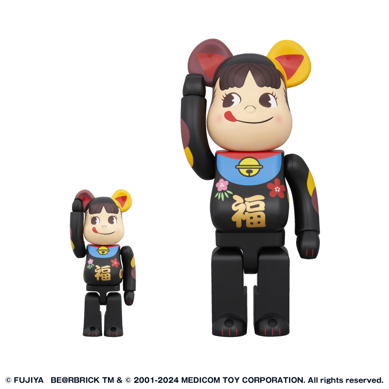 新品未開封　国内正規品　BE@RBRICK 招き猫 ペコちゃん 福 黒 100% & 400％