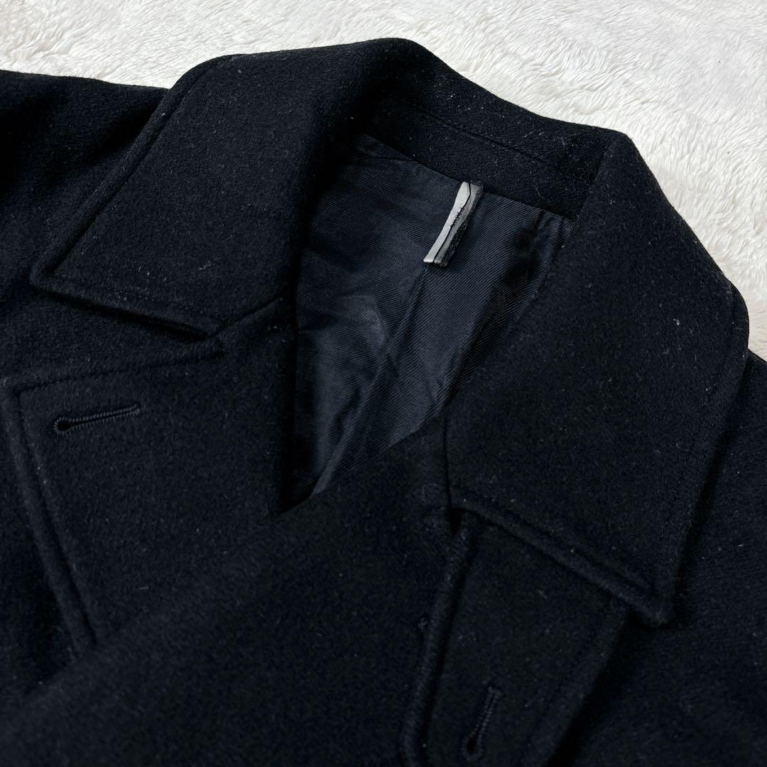極美品 Sサイズ ディオールオム Dior Homme メルトン ウール ショート ピーコート ジャケット ブラック 44_画像2