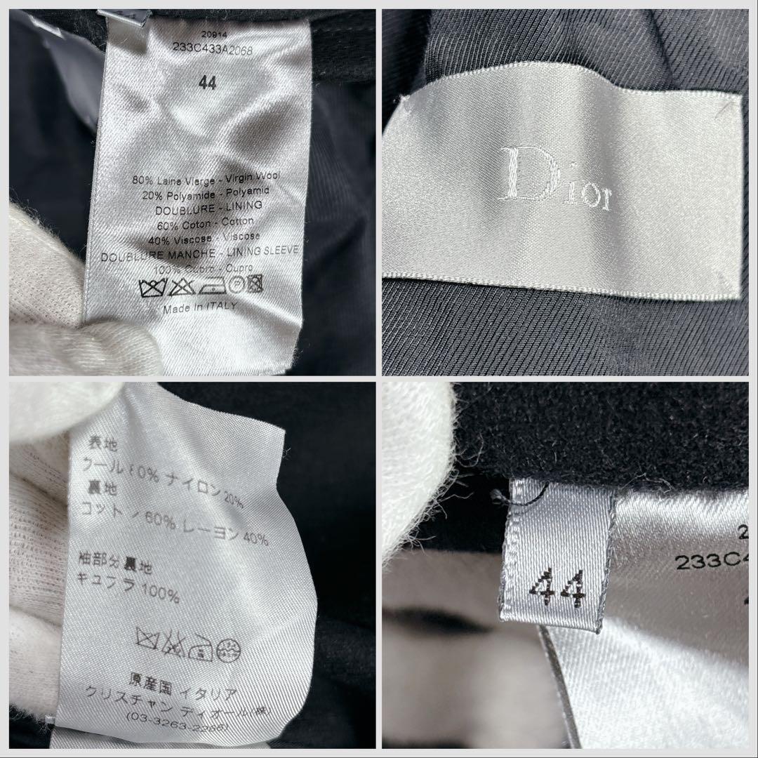 極美品 Sサイズ ディオールオム Dior Homme メルトン ウール ショート ピーコート ジャケット ブラック 44_画像9