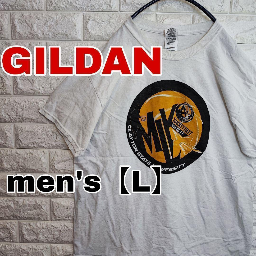 A524【GILDAN】半袖プリントTシャツ【メンズLホワイト_画像1