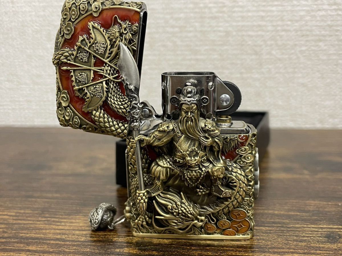 1円~希少品 立体感と重量感 関羽 Zippo 真鍮製 雲長 ライター ジッポー オイルライター 新品 ZIPPO 喫煙グッズ_画像6