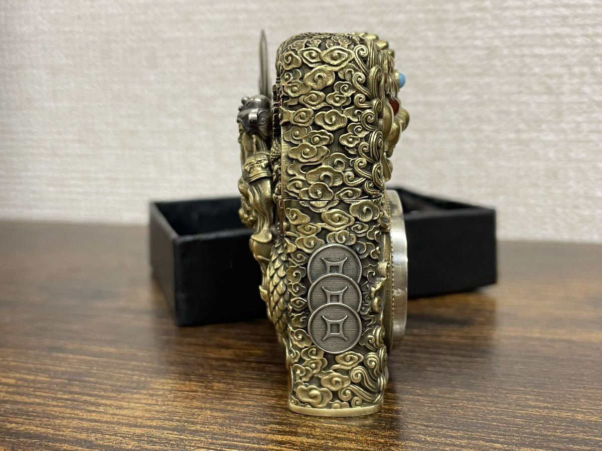 1円~希少品 立体感と重量感 関羽 Zippo 真鍮製 雲長 ライター ジッポー オイルライター 新品 ZIPPO 喫煙グッズ_画像7