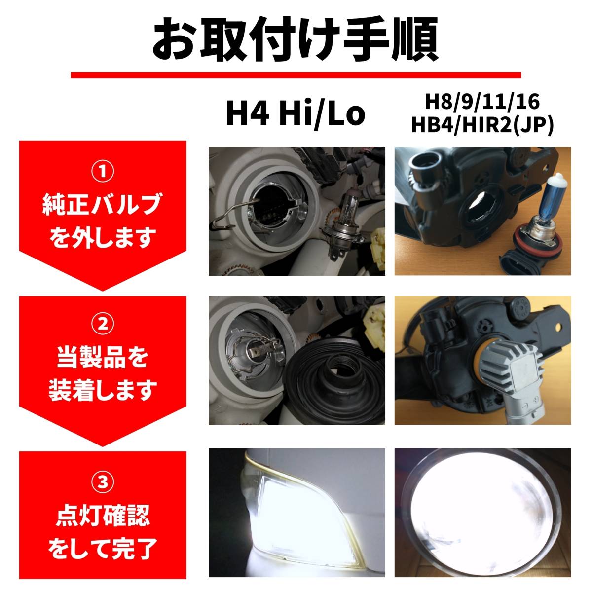 送料無料 2年保証 トヨタ bB 30系 NCP30 NCP31 NCP35 NCP34 BrightRay LED ヘッドライト H4 Hi/Lo 6000K 車検対応 新基準対応_画像6