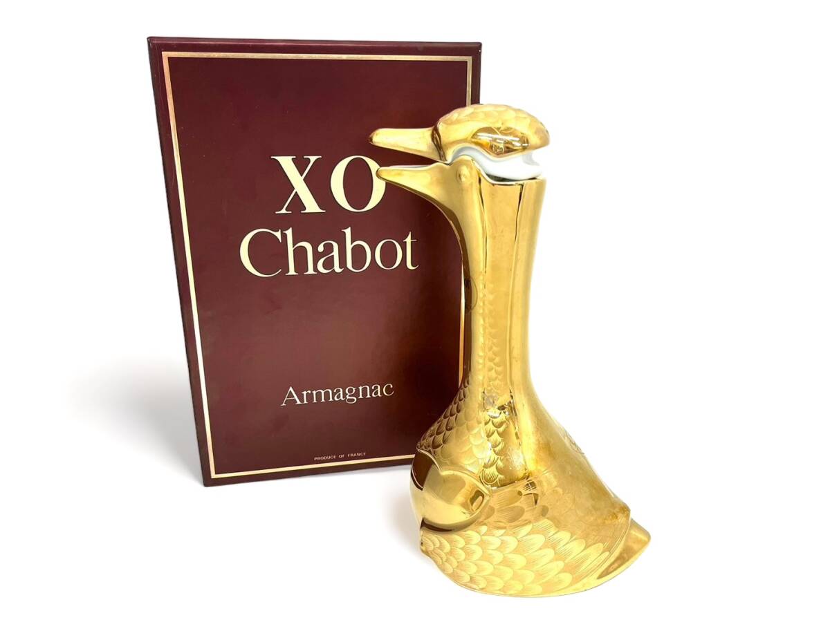 3E2★ブランデー/700ml★ Chabot シャボー XO Armagnac アルマニャック 陶器ボトル グース ゴールド 古酒 洋酒_画像1