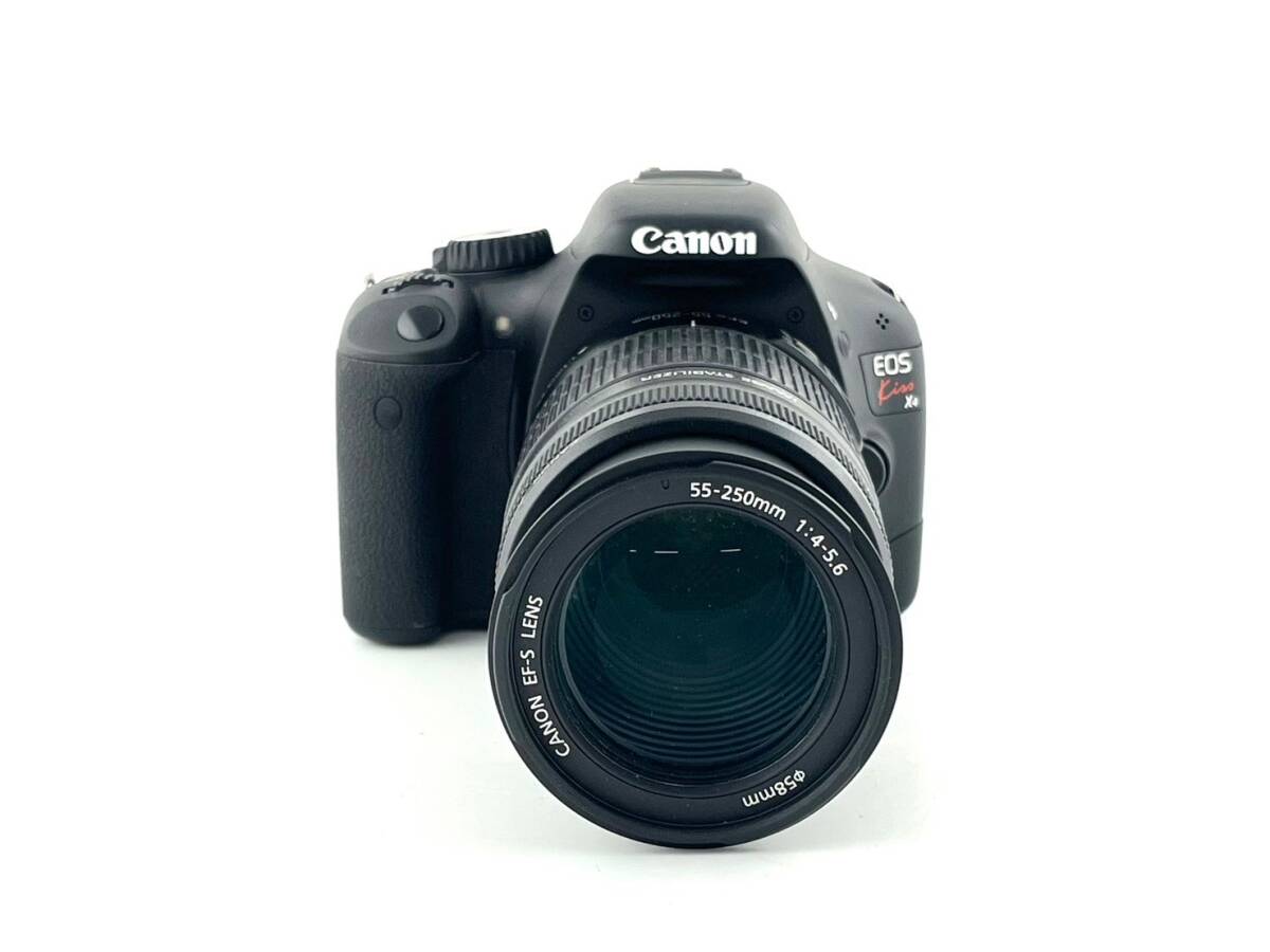 3E3★シャッター/フラッシュOK★ Canon キャノン EOS Kiss X4 デジタル一眼レフ EF-S 55-250mm F4-5.6 IS カメラレンズ_画像2