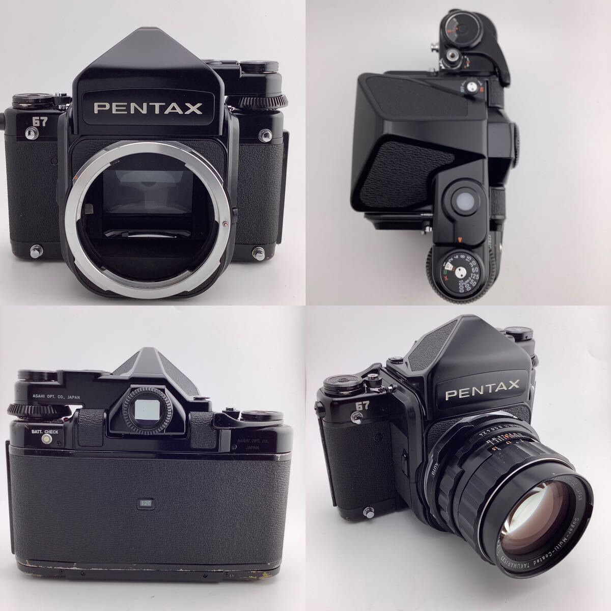 PENTAX ペンタックス　67 フィルムカメラ　ブラックボディー　6×7 ウッドグリップ　レンズ　3点セット　動作確認済み　[k8014-y161]_画像8