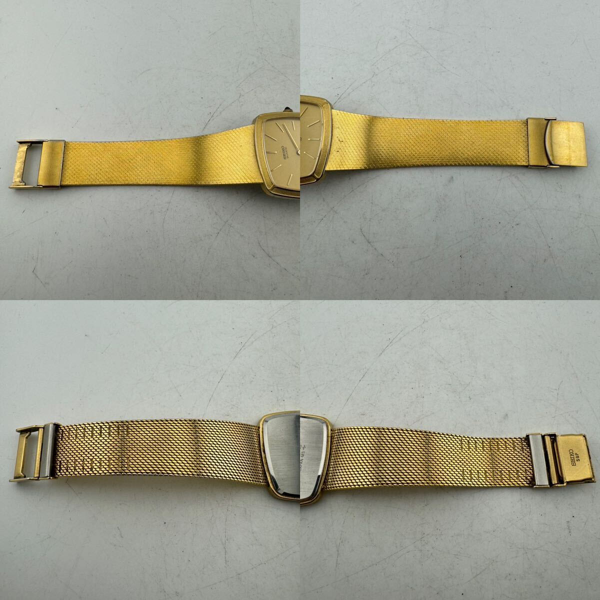 SEIKO セイコー スクエア メンズ 腕時計 5930-5250 ゴールドカラー クォーツ【k3199】_画像6