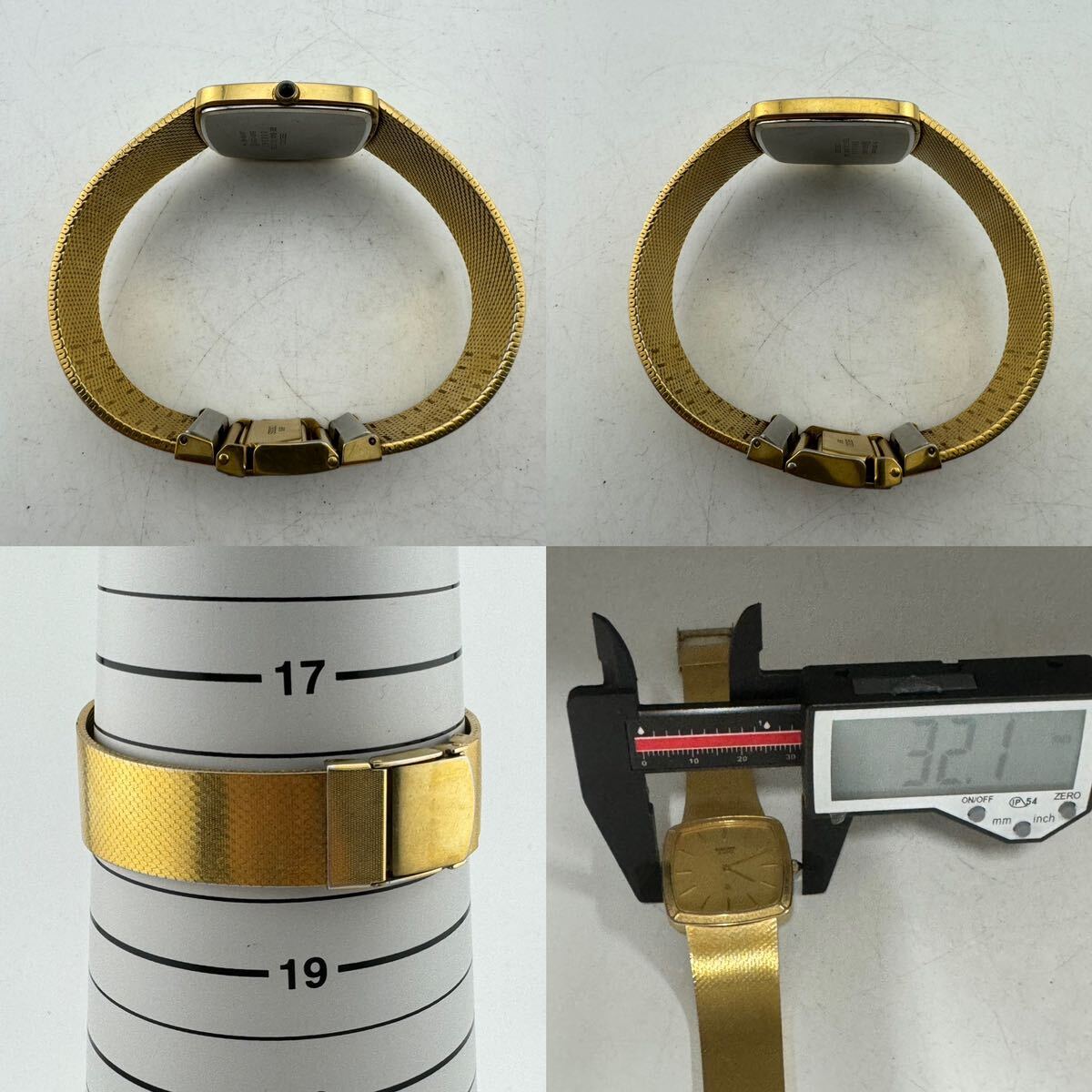 SEIKO セイコー スクエア メンズ 腕時計 5930-5250 ゴールドカラー クォーツ【k3199】_画像7