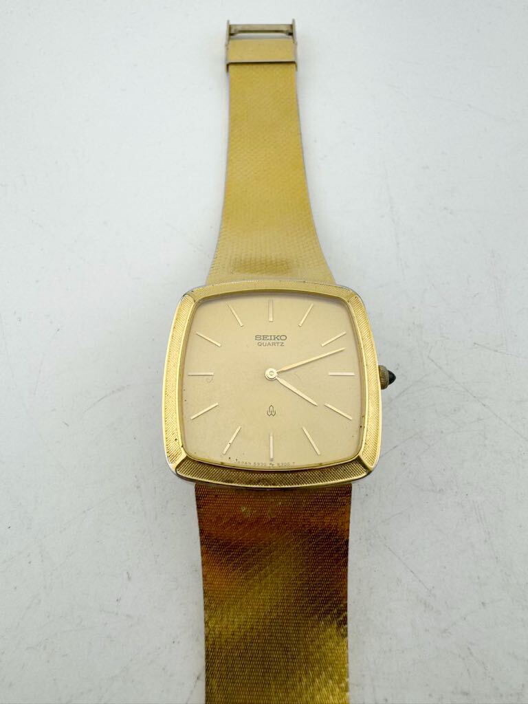 SEIKO セイコー スクエア メンズ 腕時計 5930-5250 ゴールドカラー クォーツ【k3199】_画像1