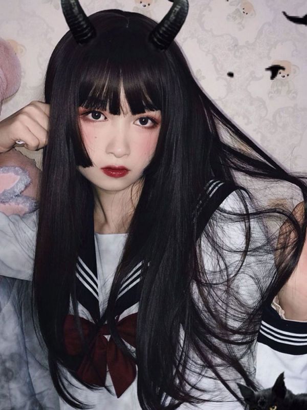 フルウィッグ ロング ストレート 姫カット 黒 医療用 かつら フルウィッグ ロング ストレート 姫カット 黒 医療用 かつら